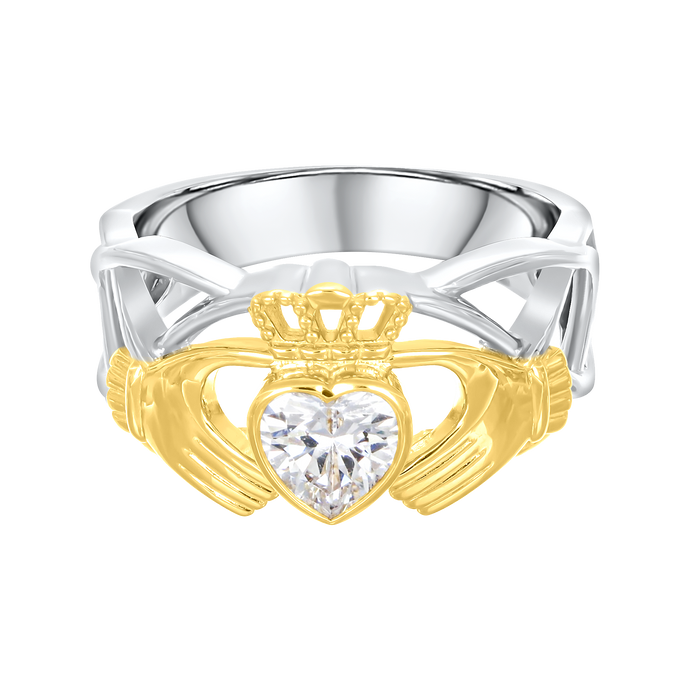 Celtic Crystal Claddagh Ring - Clear