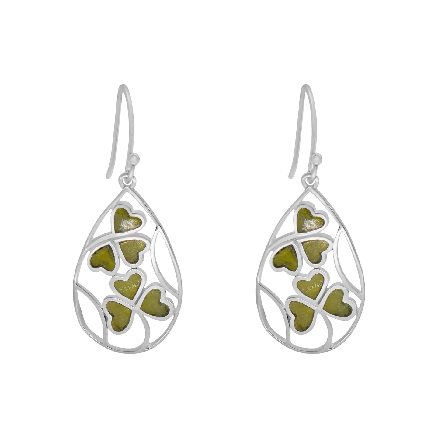 Connemara Marble Shamrock Silver Earrings