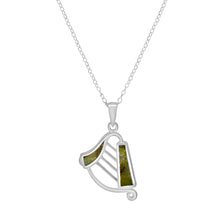 Load image into Gallery viewer, Irish Harp Connemara Marble Silver Pendant