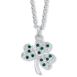 Shamrock Pendant with Emerald Green Crystal