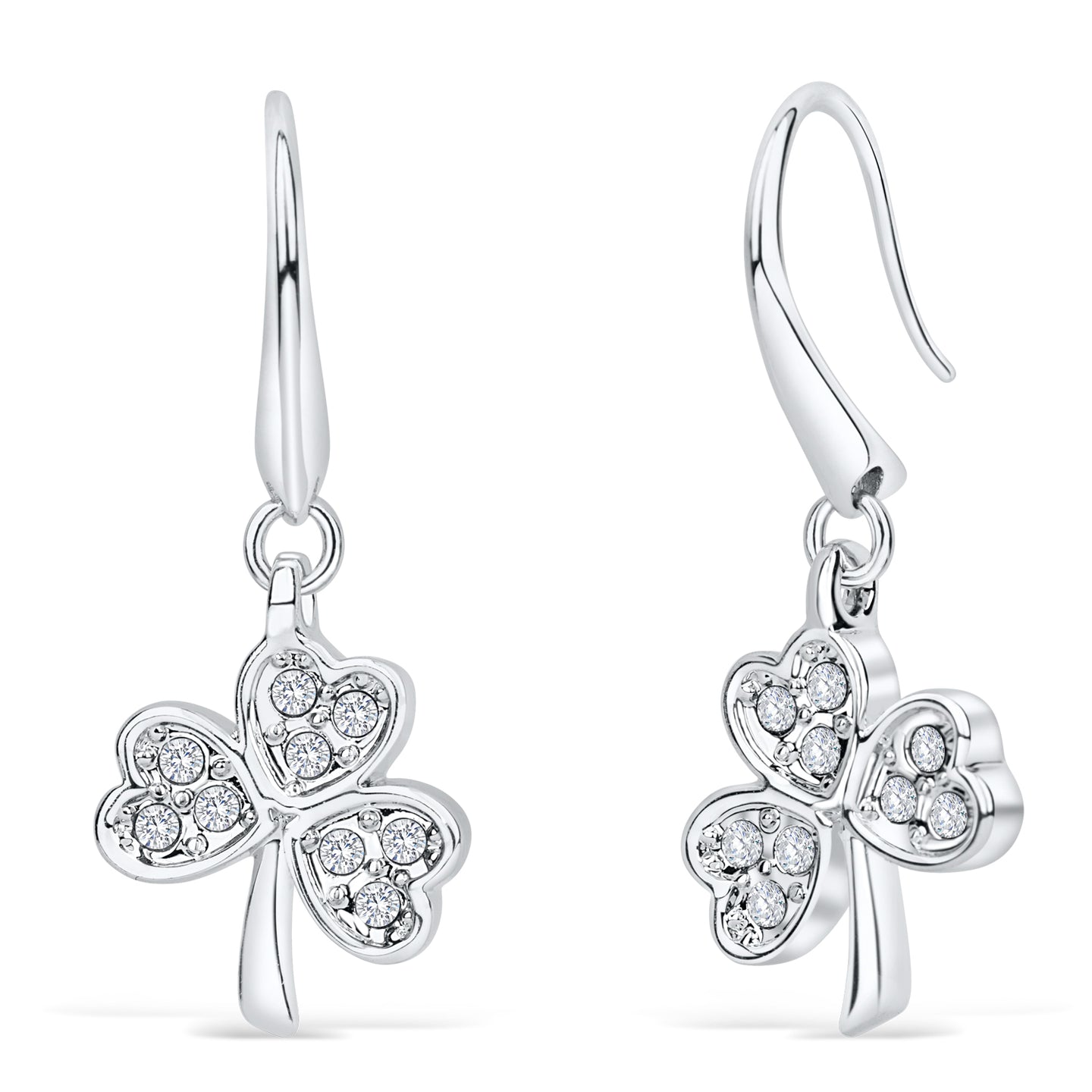 Shamrock Earrings with Clear Crystal